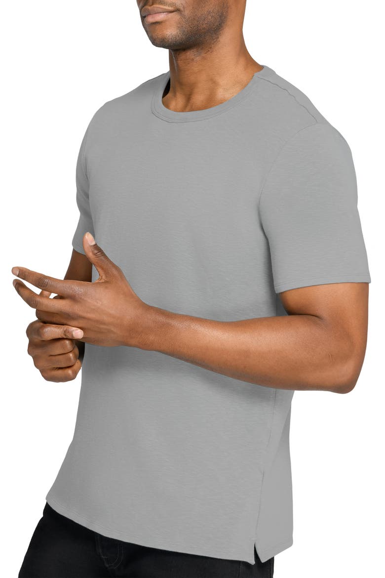 Asher Black Slub Stretch Cotton & Modal T-Shirt, Alternate, color, GREY