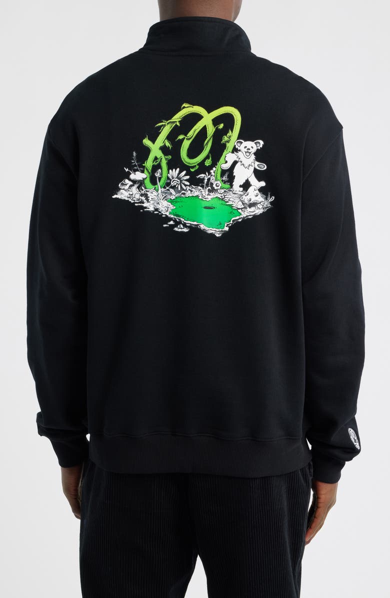 Malbon Golf Grateful Dead Quarter Zip Sweatshirt, Alternate, color, Black