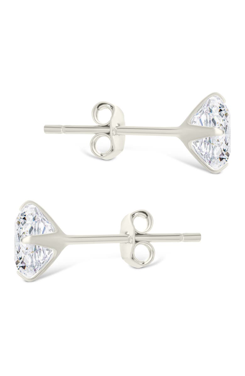 Sterling Forever Princess Cut Cubic Zirconia Stud Earrings, Alternate, color, Silver