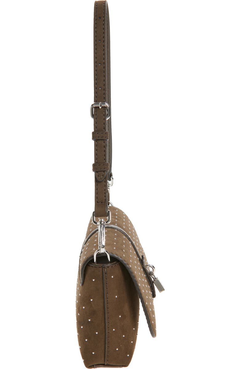 Stella McCartney Ryder Studded Faux Suede Shoulder Bag, Alternate, color, Moka