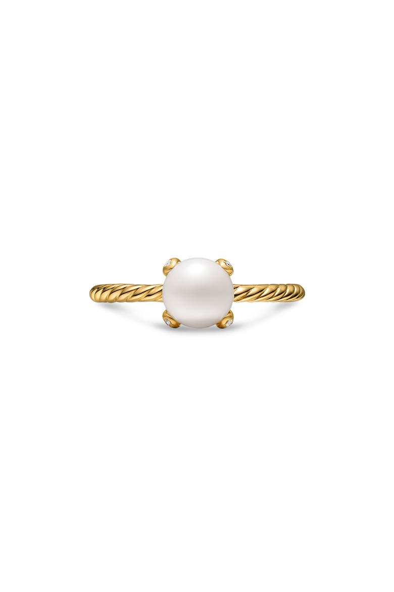 Freshwater Pearl Classics Ring in 18K Yellow Gold with Diamonds, 2mm, Main, color, GOLD