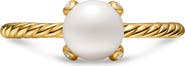 David Yurman Freshwater Pearl Classics Ring in 18K Yellow Gold with Diamonds, 2mm