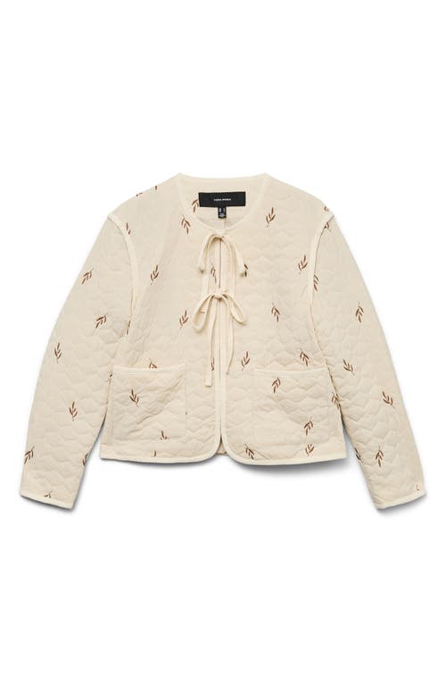 Vero Moda Evelyn Embroidered Quilted Short Jacket In Oatmeal