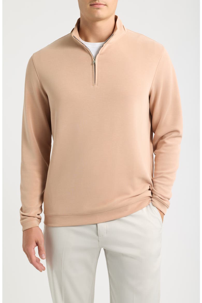 Crown Crafted Soft Suede Performance Quarter Zip Pullover, Main, color, LIGHT NUTMEG