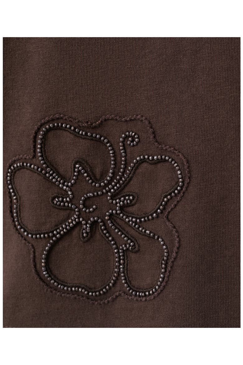 Embroidered Cotton T-Shirt, Alternate, color, BROWN