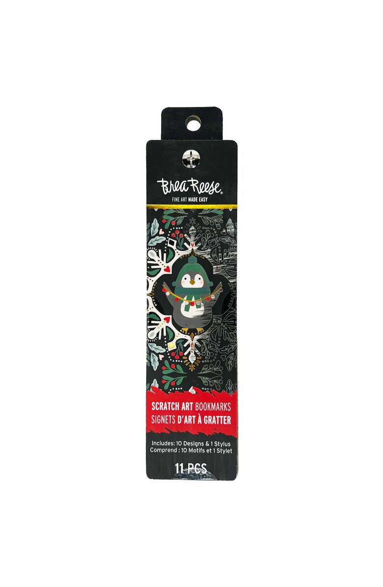 Brea Reese Scratch Art Bookmark Kit, Penguin Buddy, 10 Holiday Themed Bookmarks, Main, color, Multicolored