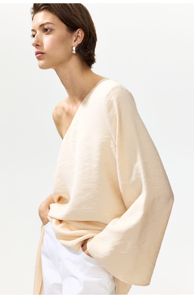 H&M Modal-blend One-shoulder Top, Alternate, color, Cream