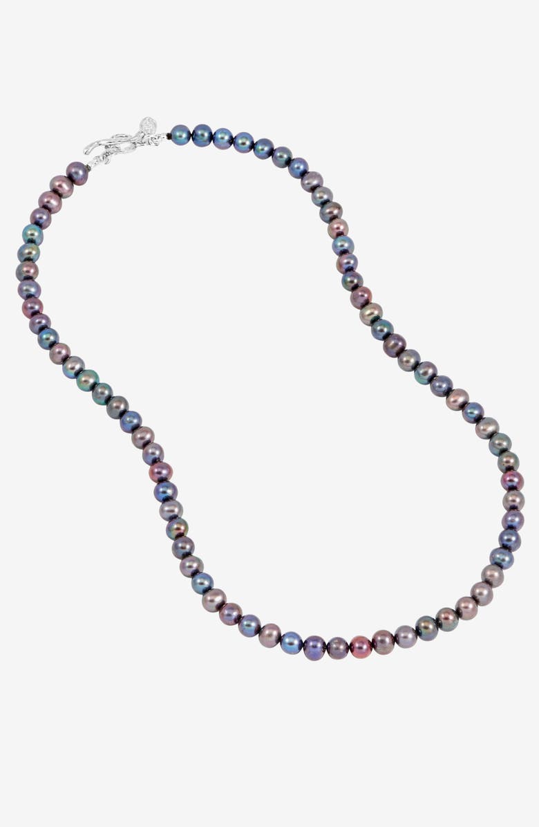 Dower & Hall Timeless Peacock Freshwater Pearl Necklace, Alternate, color, Sterling Silver
