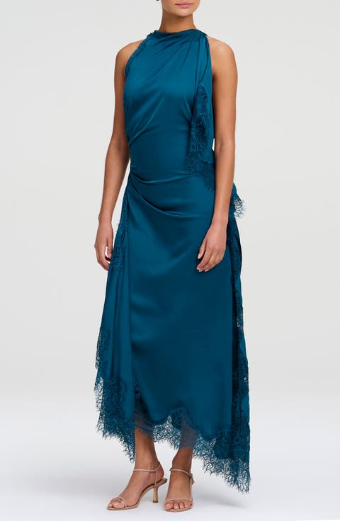 Miriam Lace Trim Asymmetrical Midi Dress