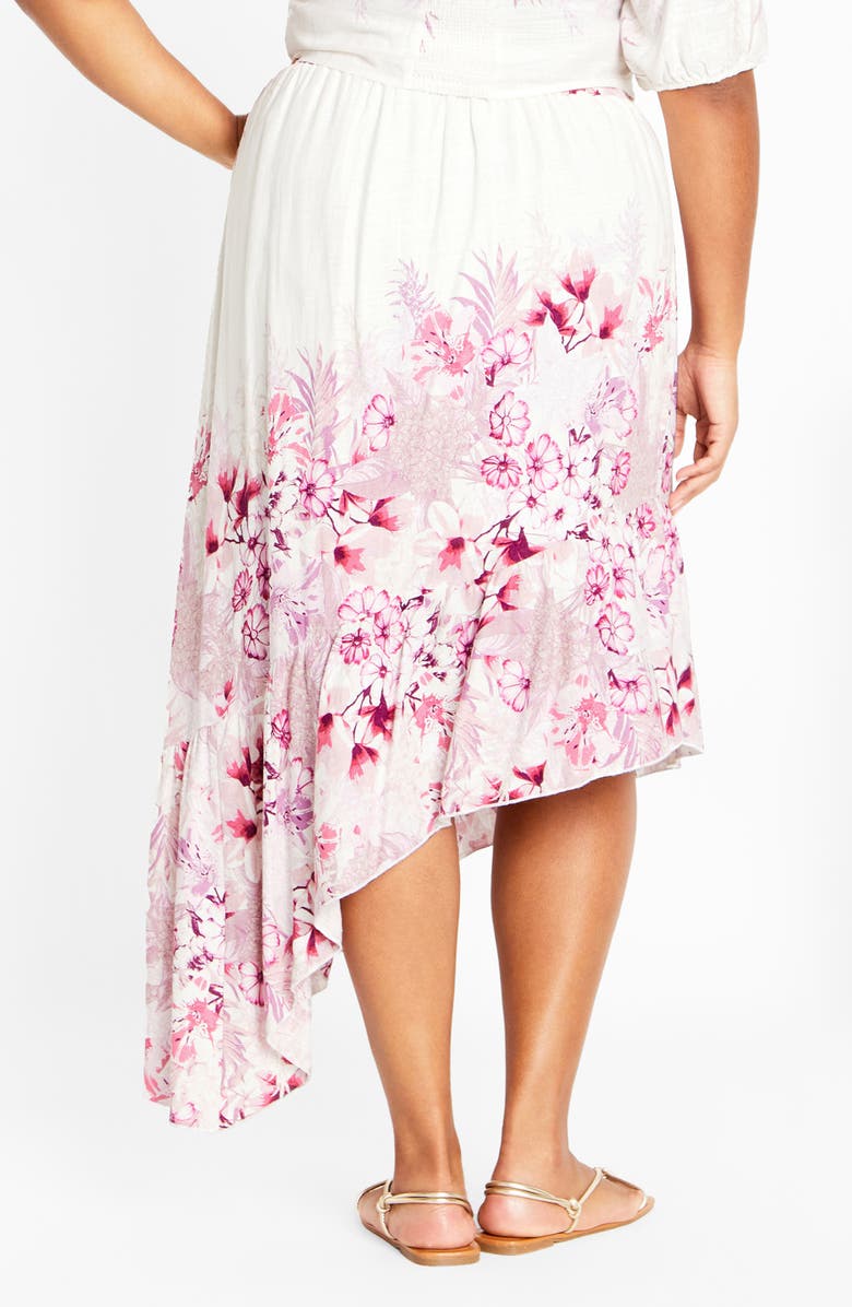 City Chic Isabella Border Asymmetric Skirt, Alternate, color, Sweet