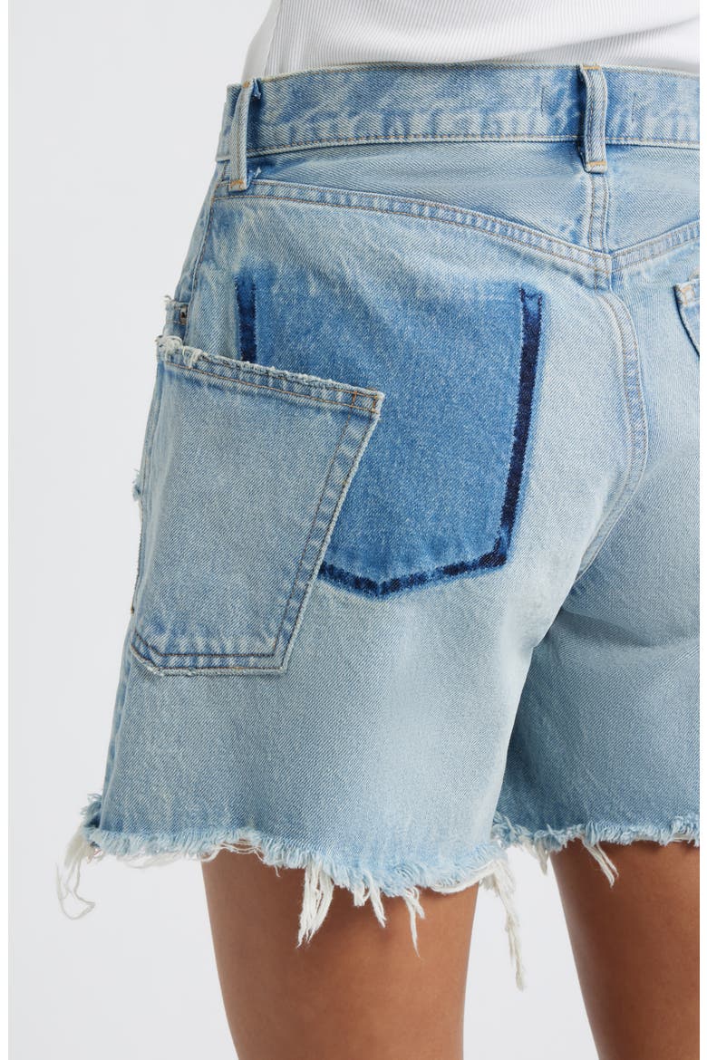 McKendree High Waist Ripped & Repaired Denim Cutoff Shorts, Alternate, color, LIGHT BLUE