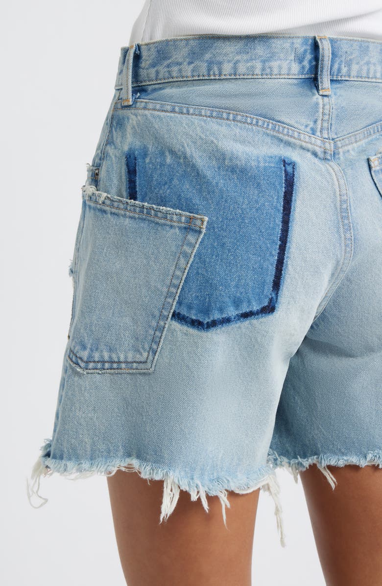 MOUSSY VINTAGE McKendree High Waist Ripped & Repaired Denim Cutoff Shorts, Alternate, color, Light Blue