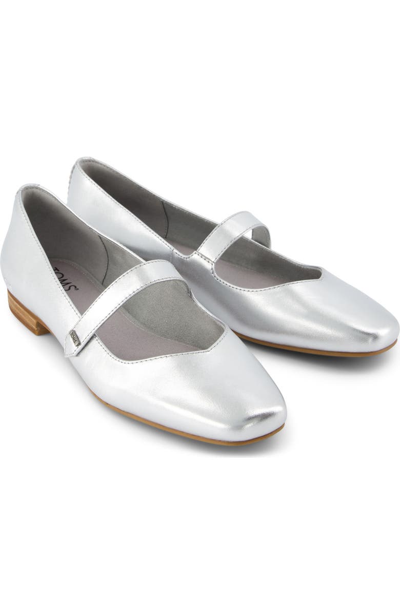 TOMS Bianca Metallic Mary Jane Flat, Alternate, color, Silver