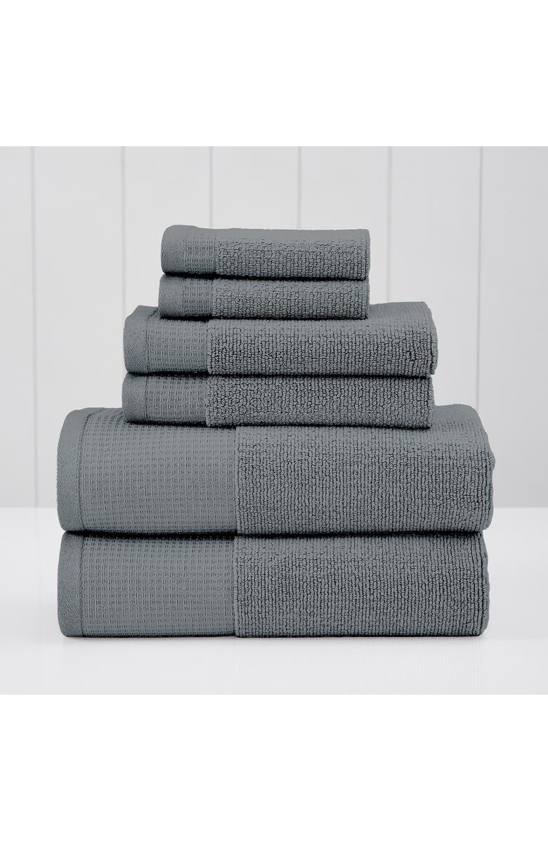 Modern Threads Waffle Rib 6-Piece Towel Set, Alternate, color, Carbon