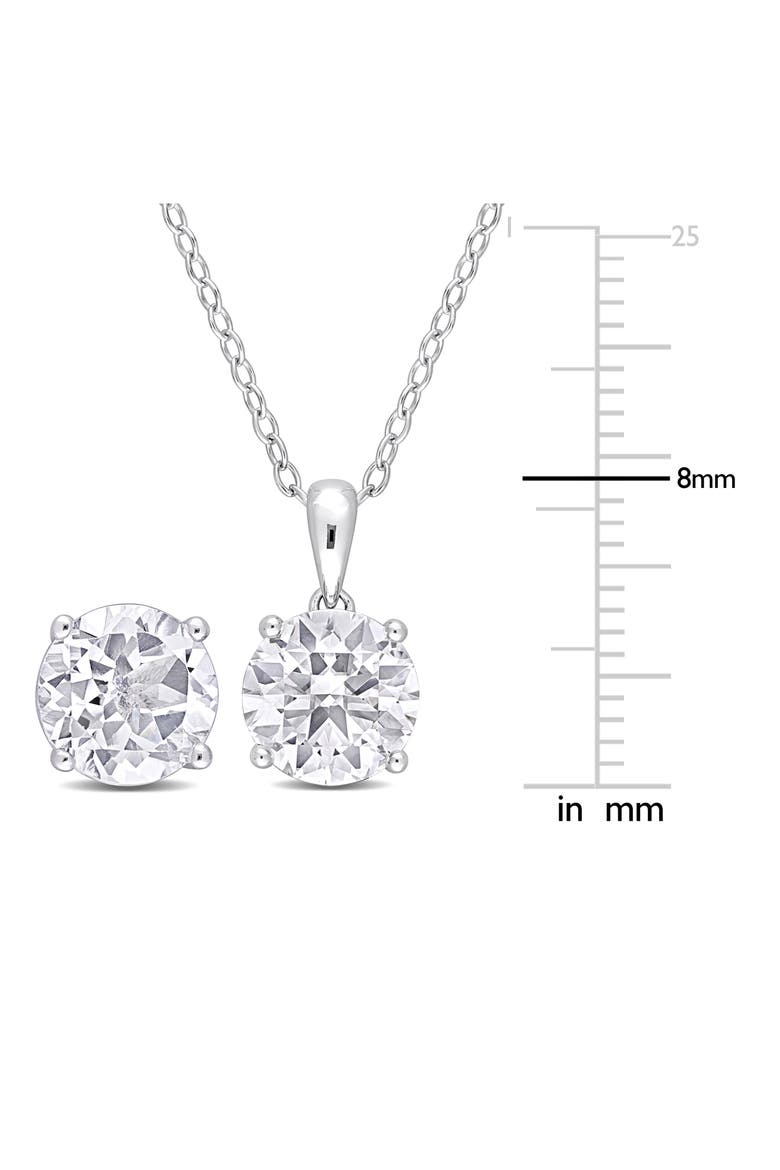 Sterling Silver Round White Topaz Stud Earrings & Pendant Necklace Set, Alternate, color, SILVER