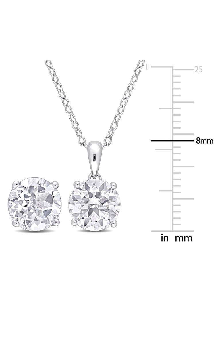 DELMAR Sterling Silver Round White Topaz Stud Earrings & Pendant Necklace Set, Alternate, color, Silver