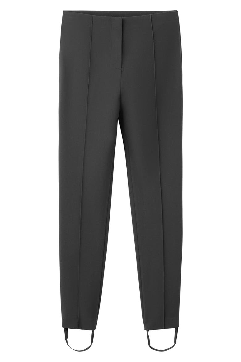Fitted Mid Rise Stirrup Trousers, Main, color, BLACK