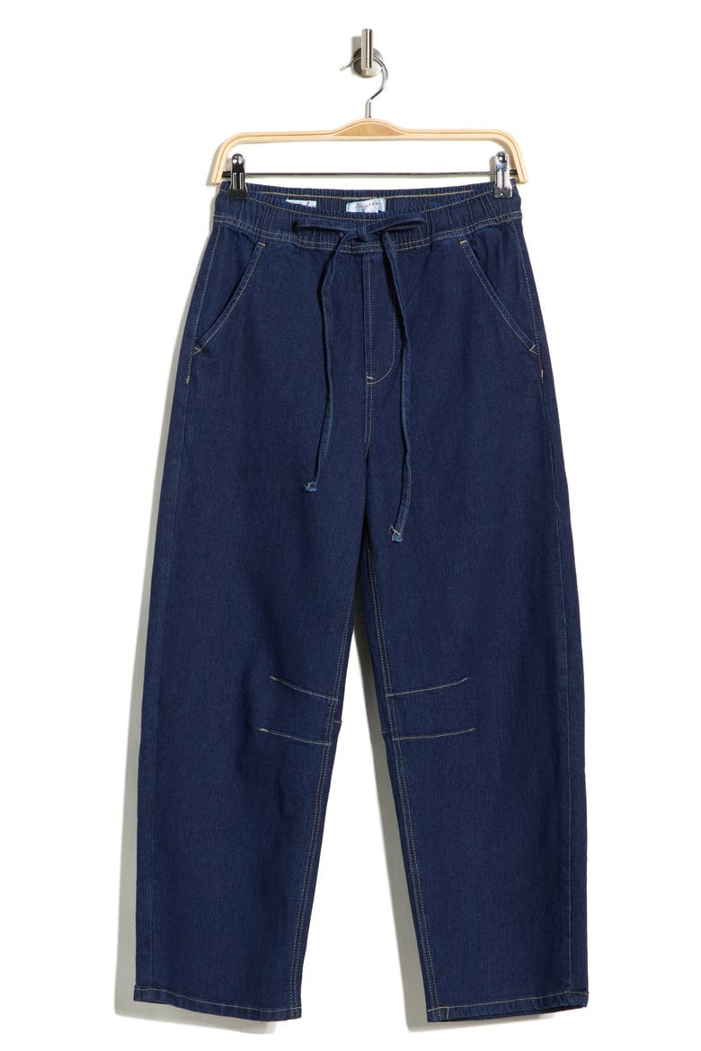 Pull-On Barrel Leg Jeans, Alternate, color, DARK WASH