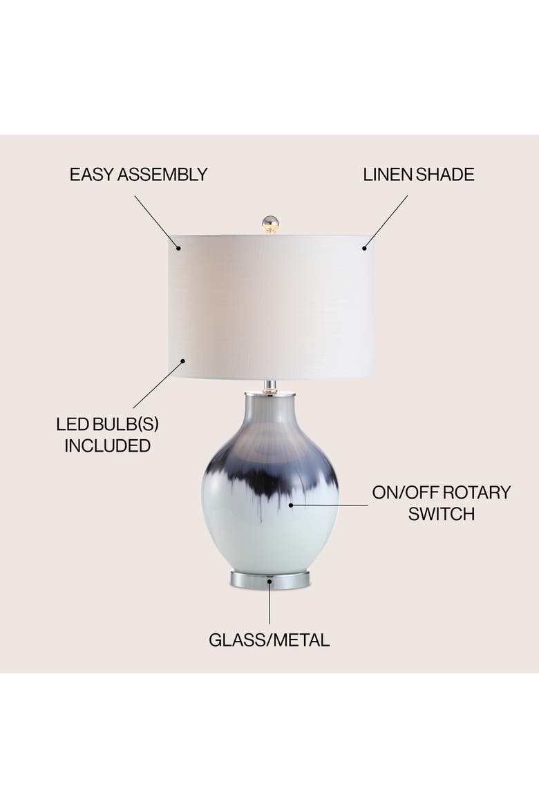 Mia Glass/Metal LED Table Lamp, Alternate, color, Blue/White