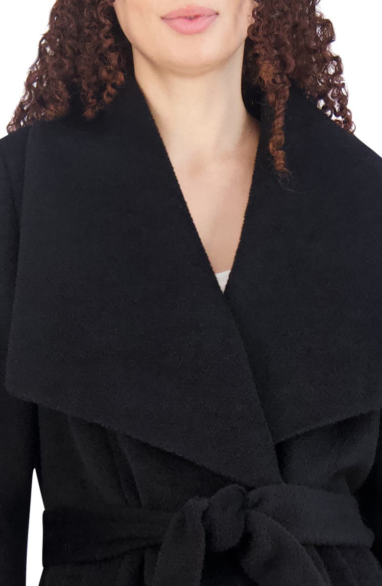 Cole Haan Wool Blend Wrap Coat, Alternate, color, Black