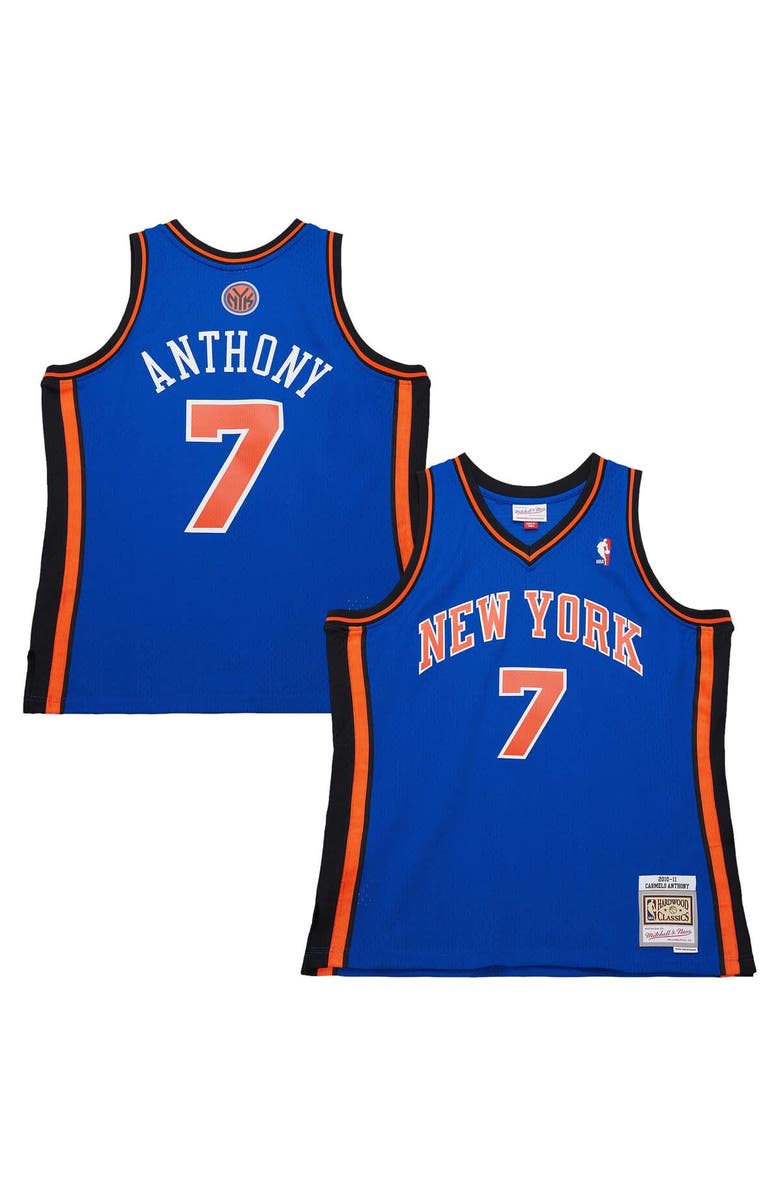 Mitchell & Ness Men's Mitchell & Ness Carmelo Anthony Blue New York Knicks Big & Tall 2010/11 Swingman Jersey, Main, color,