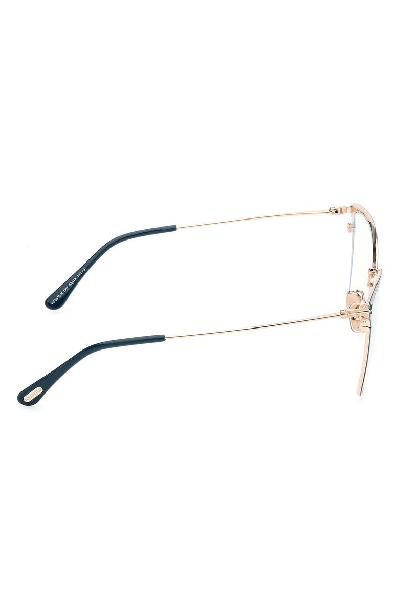 TOM FORD 56mm Butterfly Blue Light Blocking Glasses, Alternate, color, Shiny Turquoise