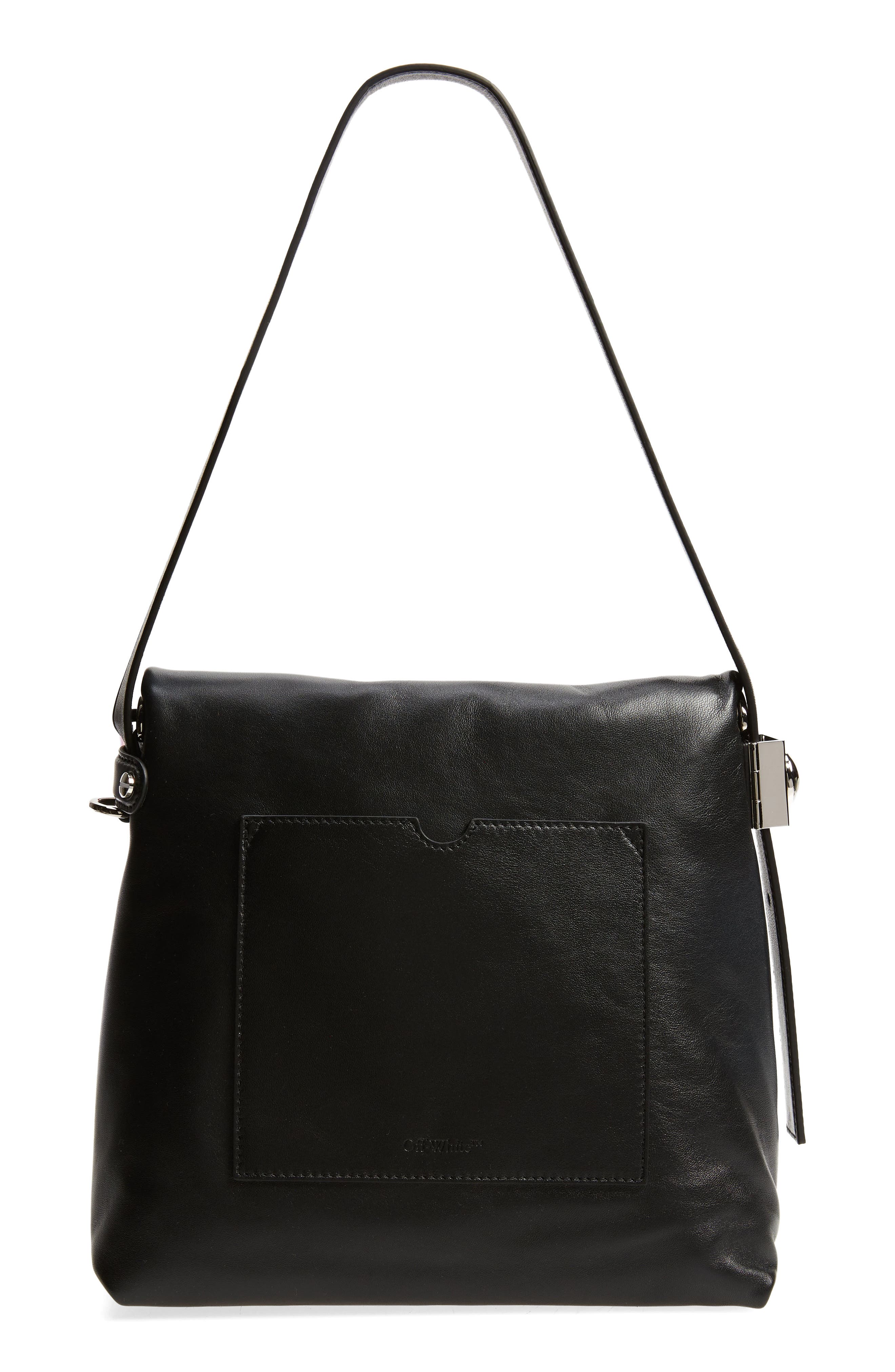 Off-White Medium Booster Leather Shoulder Bag, Alternate, color, 