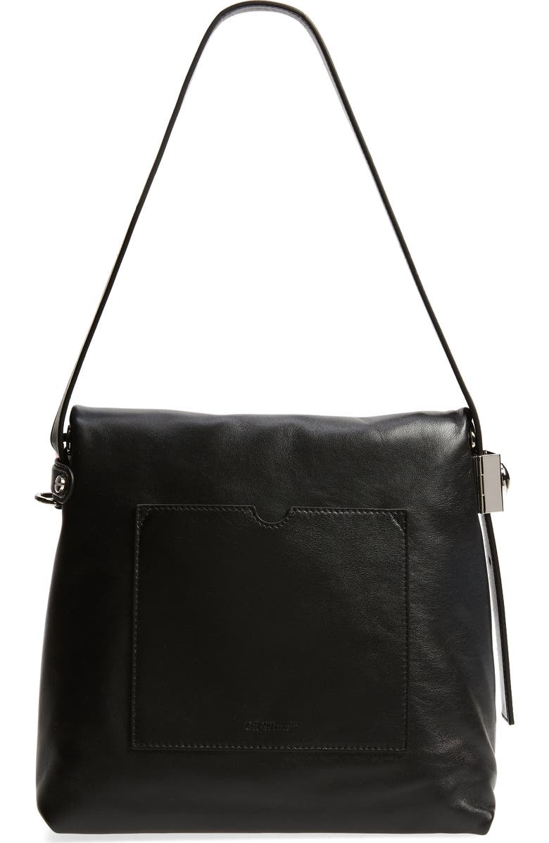 Off-White Medium Booster Leather Shoulder Bag, Alternate, color,