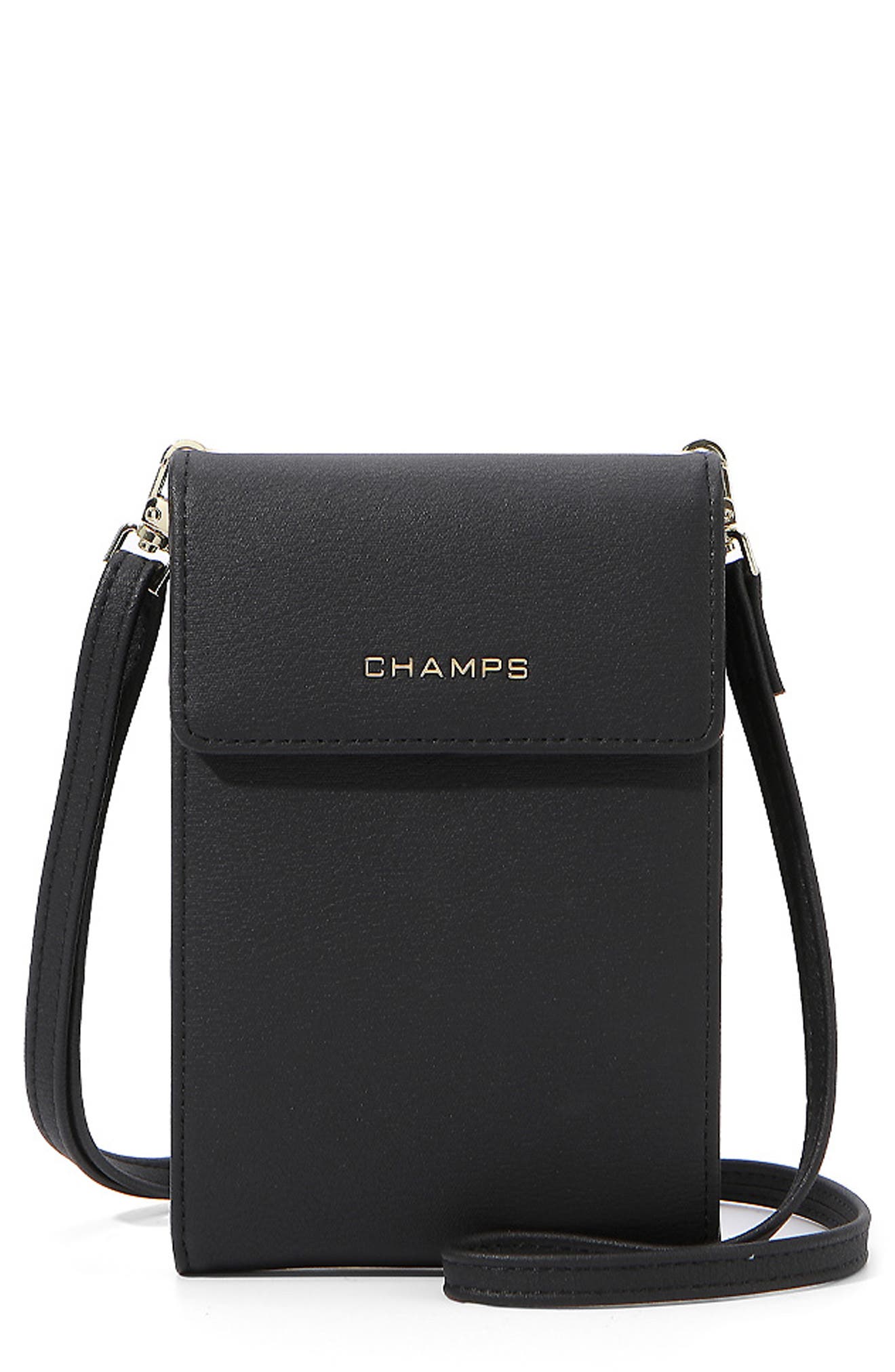 Travel Faux Leather Sling Bag, Main, color, BLACK