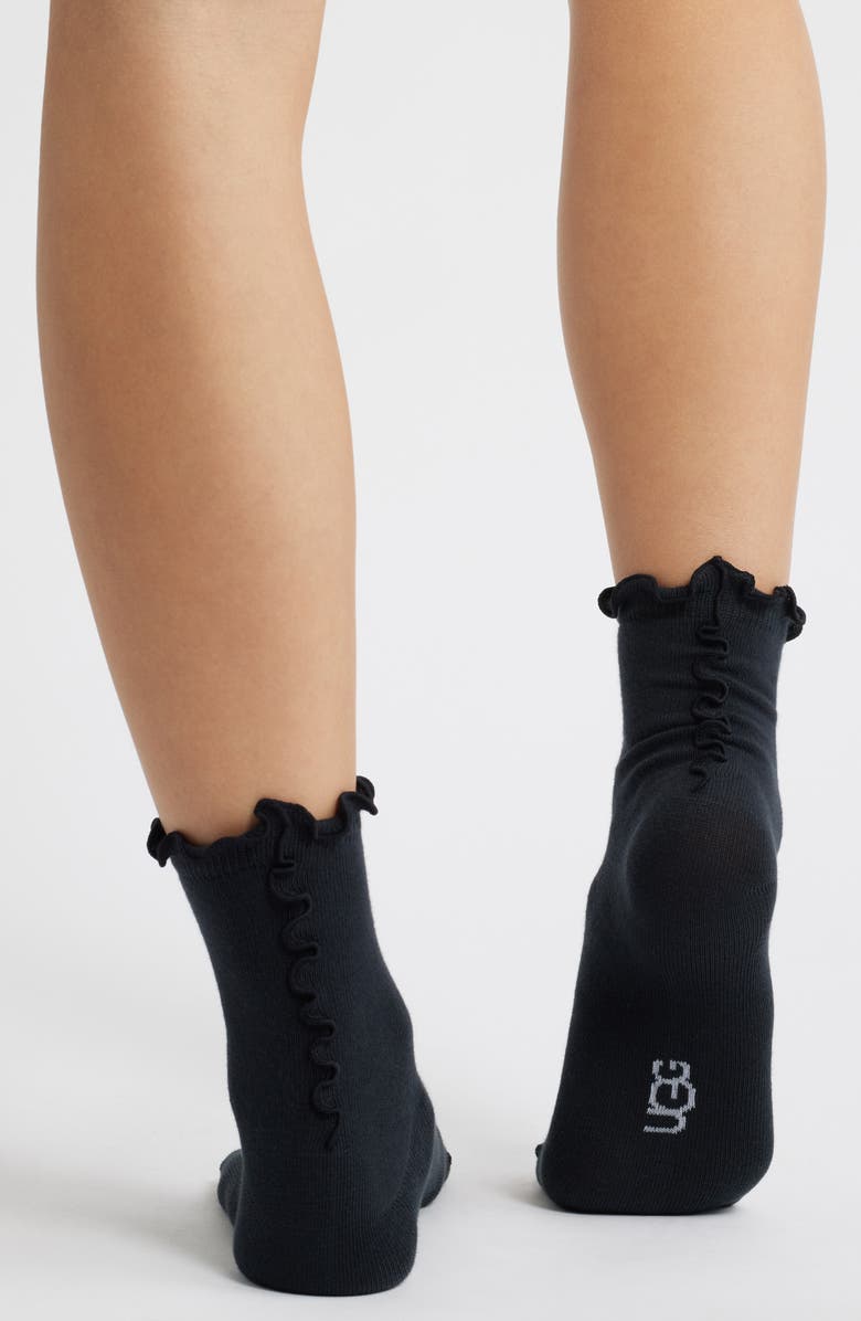 UGG<sup>®</sup> Karsyn II Lettuce Edge Quarter Socks, Alternate, color, Black