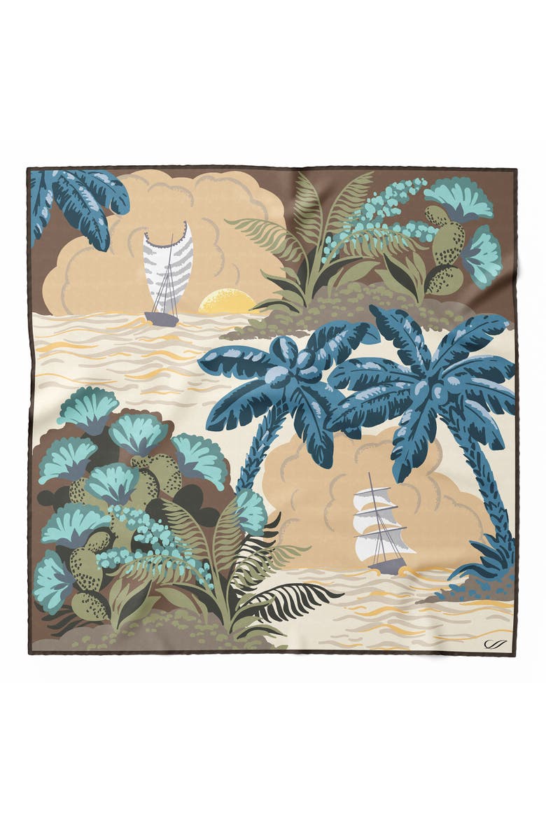 Isola - Silk Pocket Square for Men, Main, color, Aqua