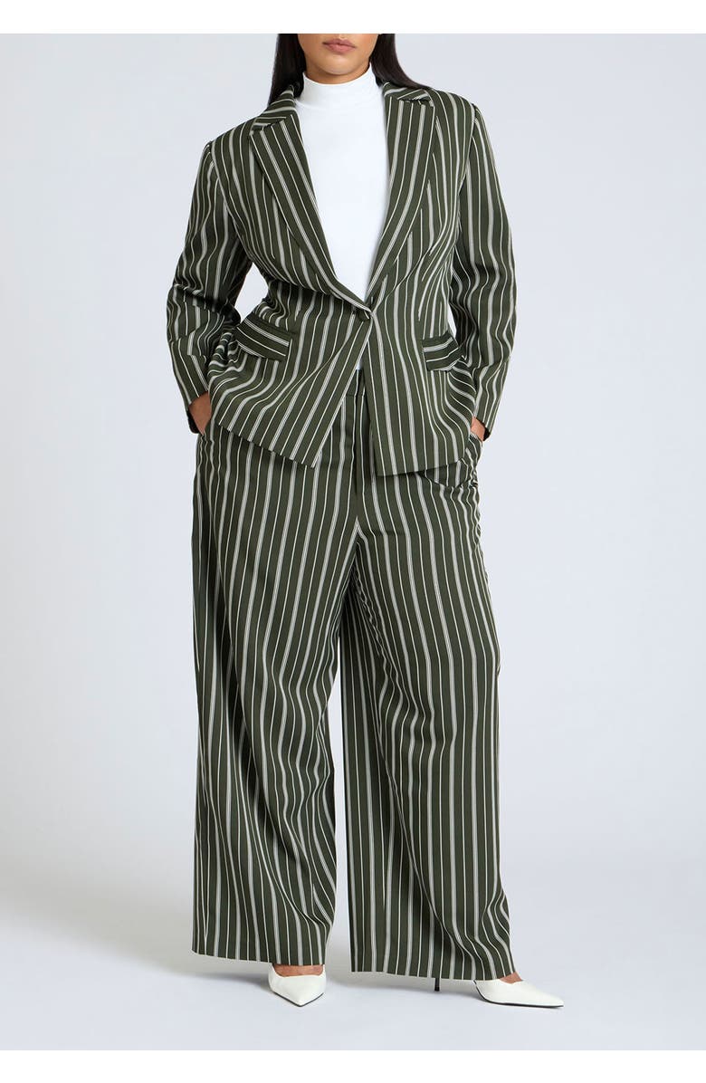 ELOQUII Fitted Striped Blazer, Alternate, color, Green And White