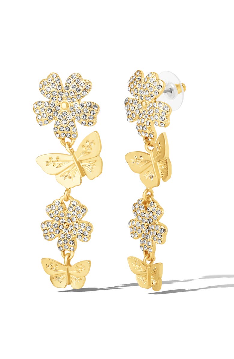 Jessica Simpson Vertical Butterfly Drop Earrings, Alternate, color, Gold