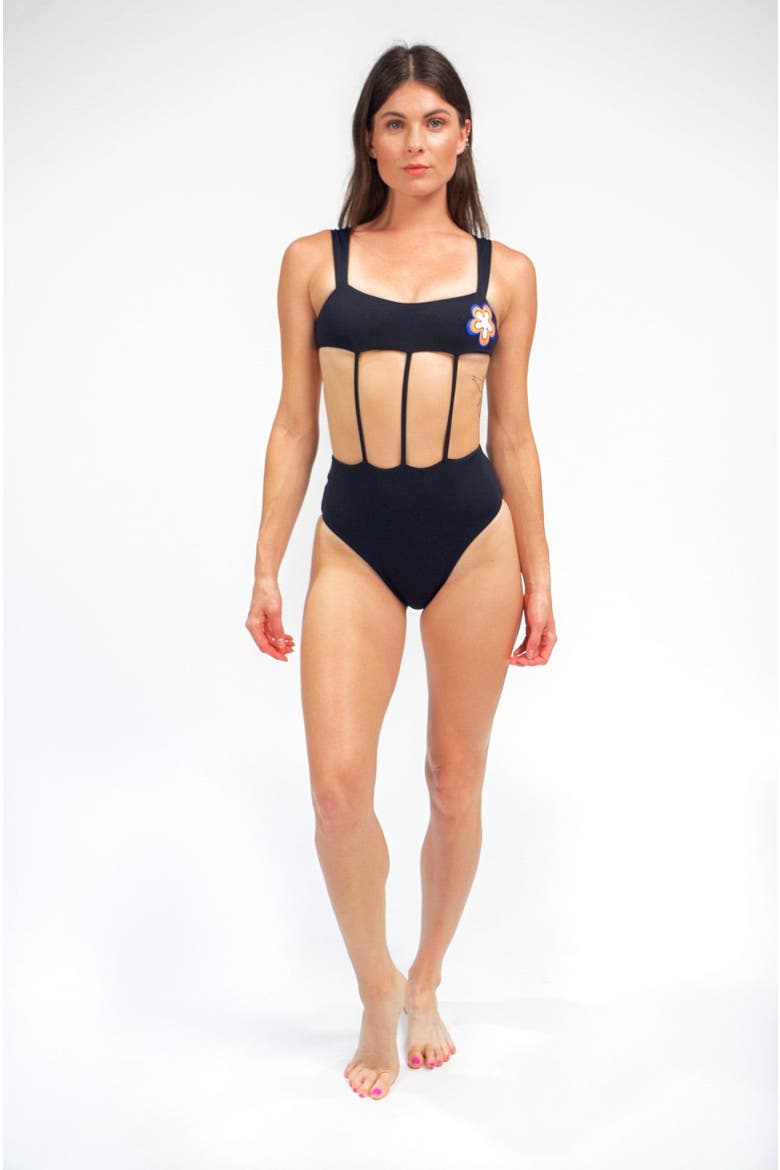 Mary Exposed-Torso One Piece Swimsuit, Main, color, Black