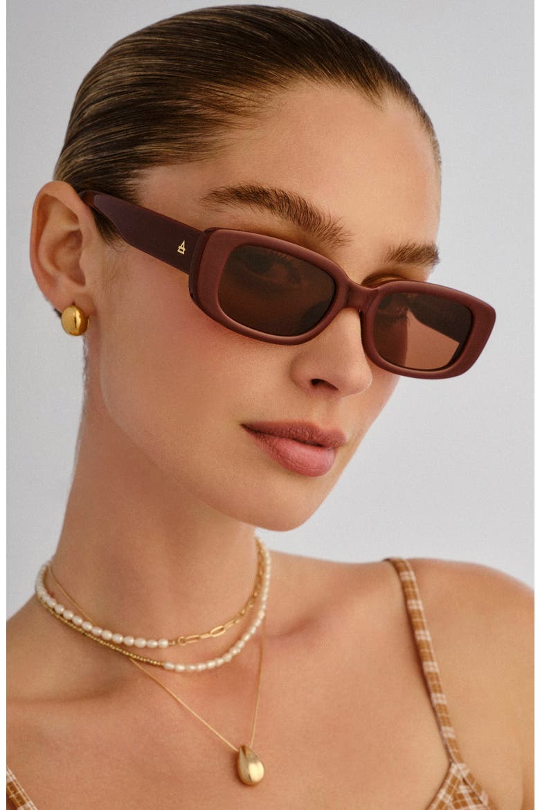 Ceres 51mm Rectangular Sunglasses, Alternate, color, BURGUNDY / BURGUNDY MONO