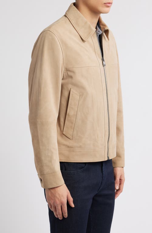 Hugo Boss Boss Malbano Goatskin Suede Jacket In Light Beige