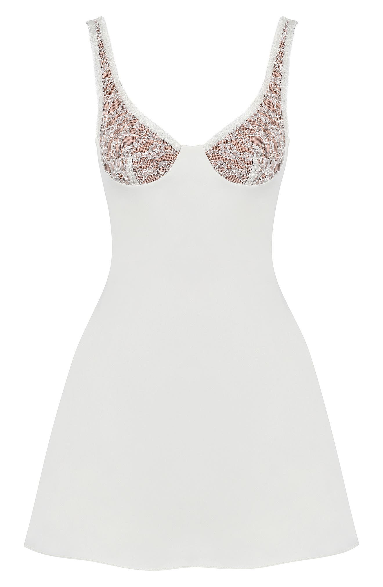 cup detail mini dress Lioness Olsen cotton broderie ruched cup detail mini dress in white