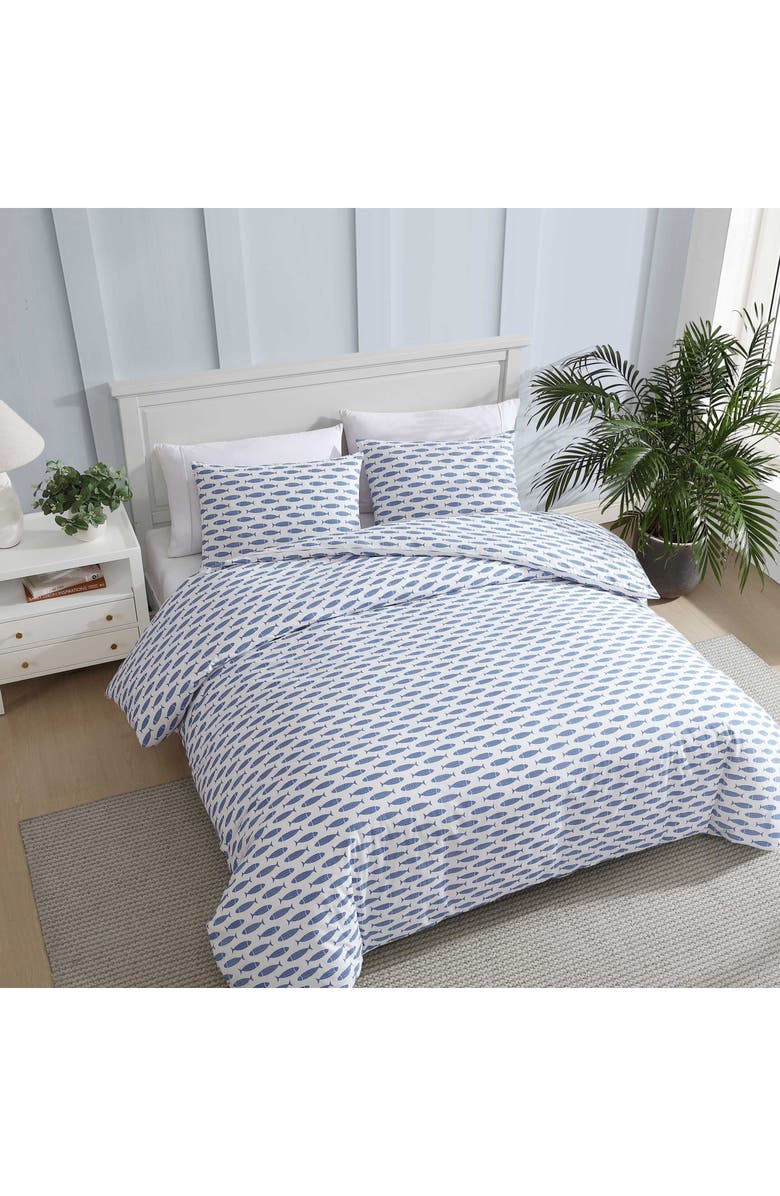 Nautica Fish Cotton Percale Duvet Set, Alternate, color, Blue
