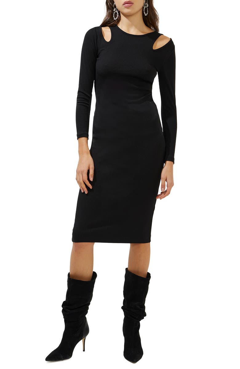 French Connection Safi Long Sleeve Ribbed Dress, Main, color,
