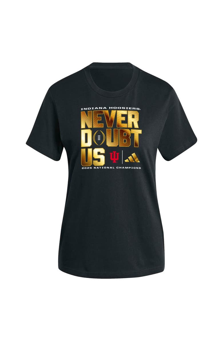 adidas Women's adidas  Black Indiana Hoosiers College Football Playoff 2025 National Champions Never Doubt Us T-Shirt, Alternate, color, Black
