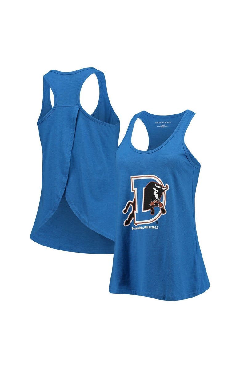 BOXERCRAFT Women's Royal Durham Bulls Charm Scoop Neck Racerback Tank Top, Main, color, Royal