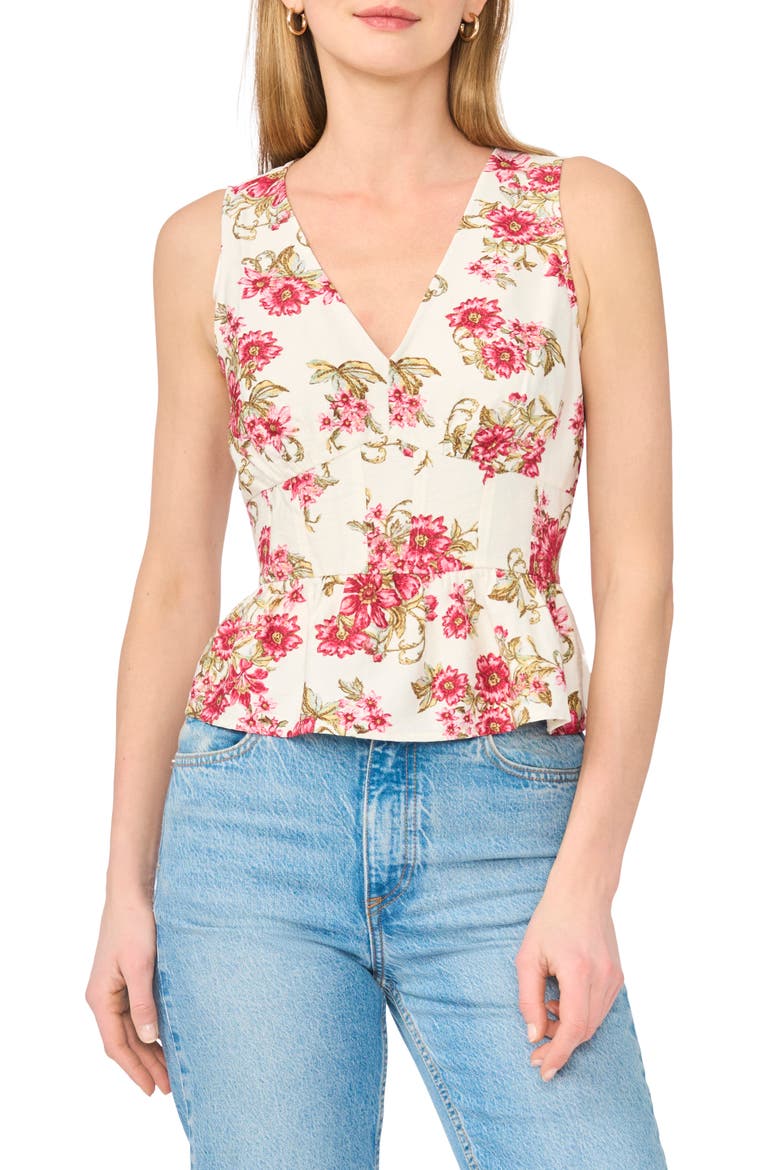 Babydoll Peplum Shell, Main, color, CHAI TEA