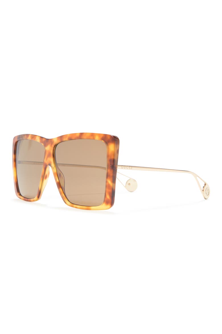 61mm Retro Square Sunglasses, Alternate, color, HAVANA GOLD BROWN
