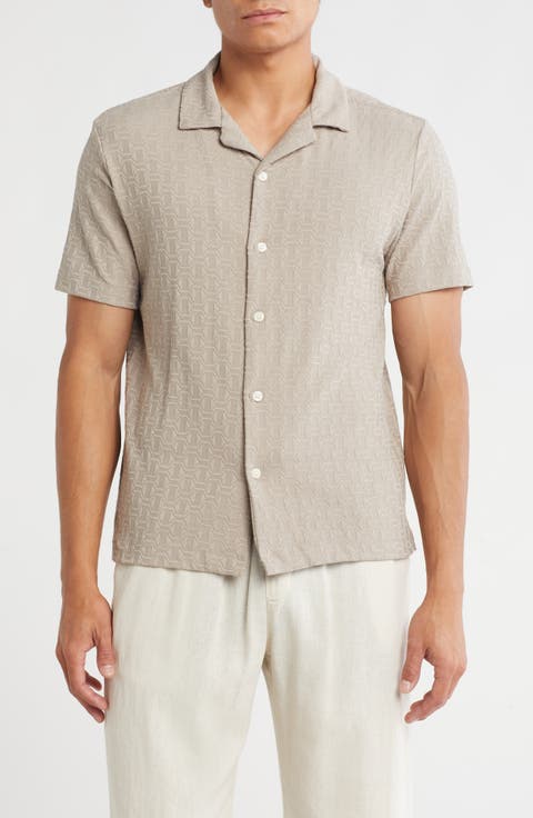 Geometric Knit Camp Shirt