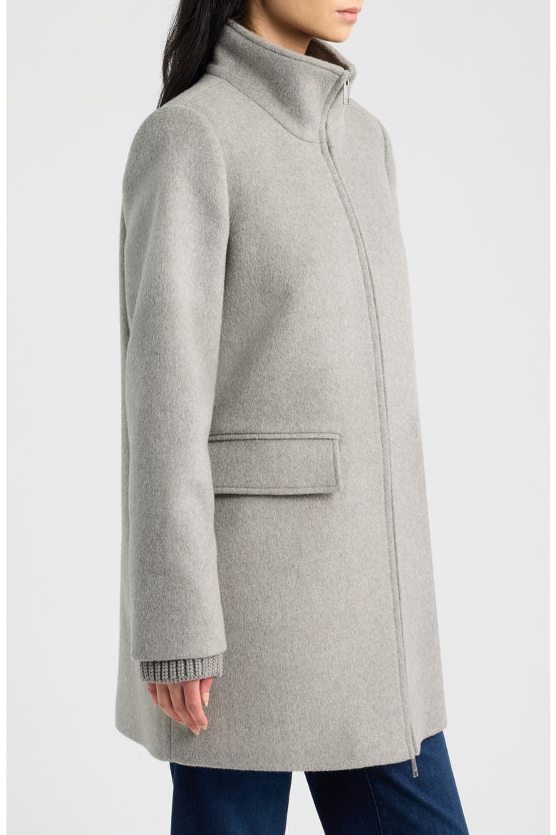 Stand Collar Wool & Cashmere Blend Coat, Alternate, color, LIGHT HEATHER GREY