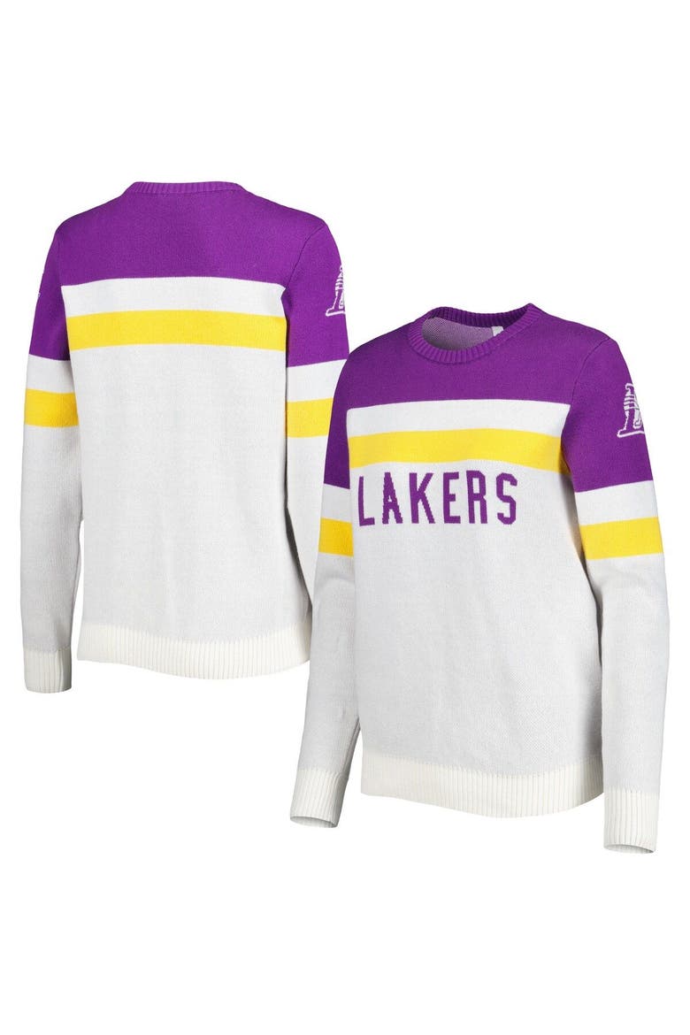 Women's Lusso Purple/Cream Los Angeles Lakers Dominique Pullover Sweater, Main, color, Purple