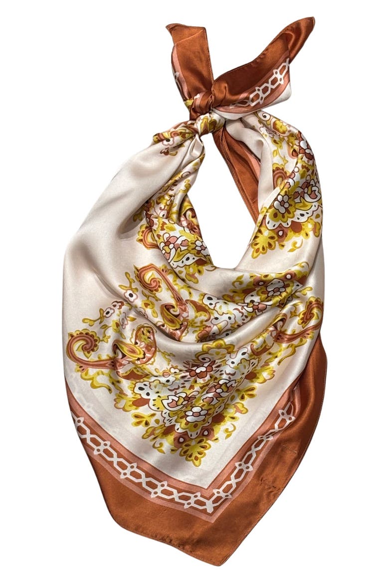 Filigree Print Satin Scarf, Alternate, color, IVORY