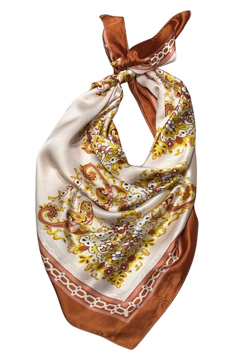 MARCUS ADLER Filigree Print Satin Scarf, Alternate, color, Ivory