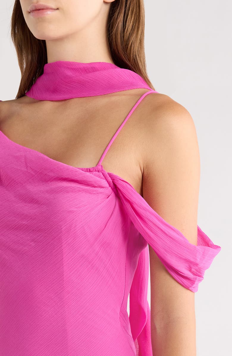 Damson Madder Moxie Ruffle Asymmetric Midi Dress, Alternate, color, Fushia