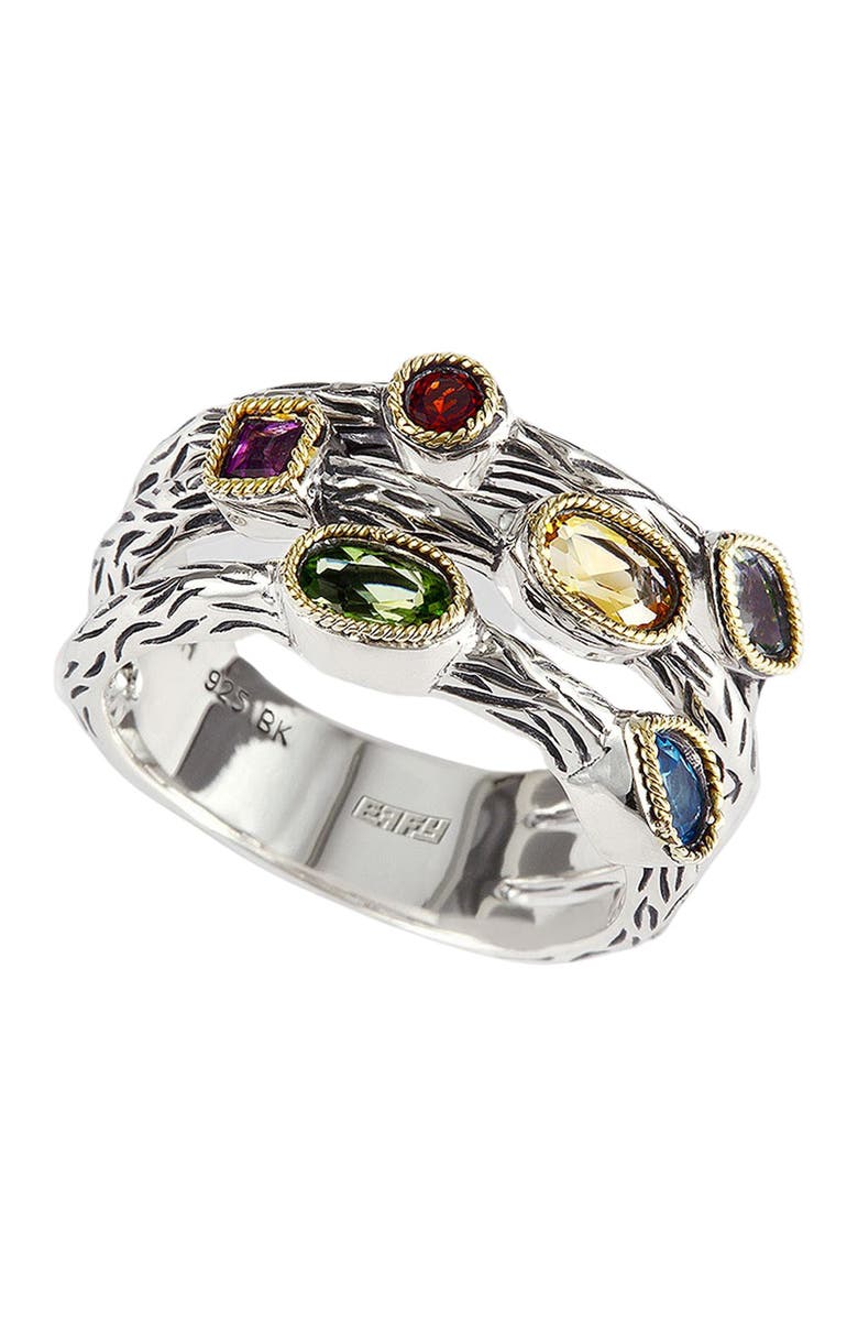 EFFY Sterling Silver & 18K Yellow Gold Amethyst, Blue Topaz, Citrine, Garnet, Peridot, Aquamarine Ring - Size 7, Main, color, Silver Multi